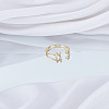 1Pc Brass Micro Pave Clear Cubic Zirconia Open Cuff Rings for Women RJEW-LP0002-37N-3