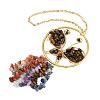 Butterfly Brass & Natural Tiger Eye Pendant Decorations HJEW-Z007-04G-03-2