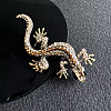 Gecko Alloy Rhinestone Brooches PW-WG0B0D3-01-4