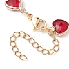 3Pcs 3 Colors 304 Stainless Steel & Glass Heart Link Bracelet Sets BJEW-JB10865-5