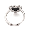 Heart Natural Black Onyx Adjustable Rings RJEW-Q817-05P-05-3