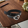 Punk Rock Style Alloy Heart Ring Imitation Leather Chocker Necklaces NJEW-CL0001-21-3