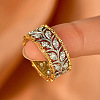 Brass Micro Pave Clear Cubic Zirconia Finger Rings FS-WG88BF1-02-3