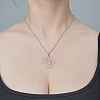 Non-Tarnish 201 Stainless Steel Hollow Flower Pendant Necklace NJEW-OY002-20-2