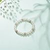 ABS Plastic Pearl & Brass Round Beaded Stretch Bracelet with Clear Rhinestone for Women BJEW-JB08523-02-2