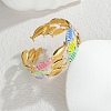 Ocean 304 Stainless Steel Enamel Cuff Bangles for Women BJEW-F518-02F-G-1