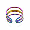 Hollow 3 Line Cuff Rings RJEW-N038-010-3