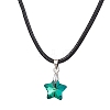 Glass Star Pendant Necklaces NJEW-JN04570-02-2