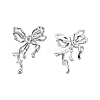 Brass Pave Clear Cubic Zirconia Stud Earring Findings KK-N232-438P-A-1