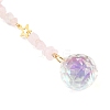 Round Glass & Natural Rose Quartz Chips Hanging Suncatchers HJEW-JM04209-03-5
