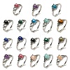 Oval Natural Gemstone Adjustable Rings RJEW-Q818-01P-1