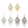 FIBLOOM 3 Pair 3 Color Alloy Rhombus Dangle Earrings for Women EJEW-FI0001-08-1