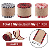 Cheriswelry 3Roll 3 Style Polyester & Hemp Ribbon OCOR-CW0001-03-3