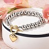 304 Stainless Steel Beaded Stretch Bracelets for Women BJEW-C089-06GP-2