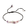 Natural Fluorite Chips Braided Bead Bracelet BJEW-JB08019-07-1