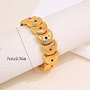 Exotic Embossed Texture Crescent Moon Brass Rhinestone Cuff Bangle with Clasps for Women OM4527-4