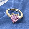 Brass Pave Cubic Zirconia Cuff Open Rings CU-CBA5C10-20G-1