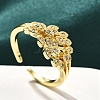 Rack Plating Brass Micro Pave Clear Cubic Zirconia Cuff Finger Rings for Women RJEW-M028-32G-03-4