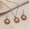 Christmas Alloy Micro Pave Cubic Zirconia Pendant Necklaces & Hoop Earrings Sets Flower WGB037B-01-2