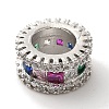 Flat Round Brass Micro Pave Colorful Cubic Zirconia European Beads KK-C072-15P-2