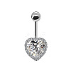 316L Surgical Stainless Steel Clear Cubic Zirconia Belly Button Rings WG93CBC-06-1