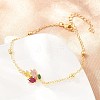 Brass Pave Colorful Cubic Zirconia Flower Link Bracelets for Women KK-CBA68DA-04G-2
