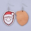 Christmas Printed Basswood Dangle Earring EJEW-JE03154-04-2