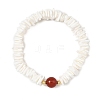 Natural Sea Shell Square Heishi Beads Dangle Earrings and Bracelets SJEW-JS01388-6