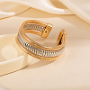 Two-tone Iron Multi-strand Snake Chain Cuff Bangles for Women BJEW-P390-01C-A-1