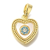 Brass Micro Pave Cubic Zirconia and Shell Pendants KK-K388-77G-02-1