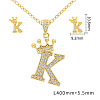 Brass Micro Pave Clear Cubic Zirconia Pendant Necklaces & Stud Earrings Sets FS-WG8C370-11-1