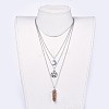 Bullet Natural Unakite Pendant Tiered Necklaces NJEW-JN02457-02-6