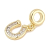 Brass Clear Cubic Zirconia Horseshoe European Dangle Charms KK-Q028-56G-2