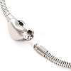 304 Stainless Steel Round Snake Chain Bracelets with Clasps BJEW-F472-01P-04-3