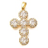 Brass Pave Clear Cubic Zirconia Pendants KK-M101-05G-02-1