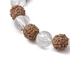 Round Natural Rudraksha & Quartz Crystal Beaded Stretch Bracelets for Women BJEW-TA00542-4