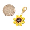 Sunflower Glass Seed Beaded Pendant Decorations HJEW-MZ00137-3