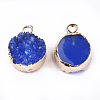 Electroplate Druzy Resin Pendants RESI-S366-12-2