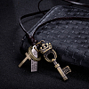 Adjustable Men's Zinc Alloy Pendant and Leather Cord Lariat Necklaces NJEW-BB15995-B-2