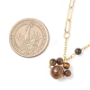 Natural Tiger Eye Paw Print Pendant Brass Paperclip Chain Cable Chain Necklaces for Women NJEW-JN05790-3