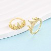 Brass Micro Pave Cubic Zirconia Cuff Rings for Women KK-T071-70G-1