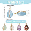 15Pcs 5 Colors Copper Wire Wrapped Natural Amethyst & Brecciated Jasper & Green Aventurine & Rose Quartz & Aquamarine Teardrop Pendants PALLOY-FH00152-2