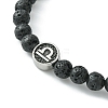 12Pcs 12 Style Twelve Constellations 304 Stainless Steel & Natural Lava Rock Beaded Stretch Bracelets Set BJEW-JB09463-4