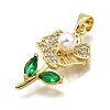 Rack Plating Brass Micro Pave Cubic Zirconia Pendants KK-K401-54G-2