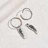 Vintage Brass Feather Hoop Earrings KF3799-4