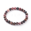 Natural Rhodonite Beaded Stretch Bracelets BJEW-JB06086-02-1