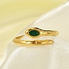 Snake 304 Stainless Steel Enamel Cuff Rings for Women RJEW-G338-10G-01-3