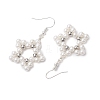 Shell Pearl Beads Flower Dangle Earrings EJEW-TA00577-4