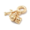 Brass Clear Cubic Zirconia Plane & Egg & Camera European Dangle Charms KK-M305-09G-2