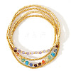 4Pcs Luxury Natural Amethyst Round Beads & Moonstone & Lapis Lazuli & Malaysia Jade & Glass & Cubic Zirconia & Purple  Garnet & Red Garnet & Glass Seed Beads Stretch Bracelet Set for Women AP3962-5-1